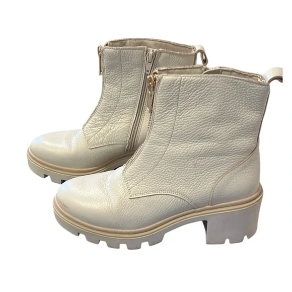 Antonio de Faria Lola Cream Leather Lug Sole Chelsea Boots Size 8 - Picture 2 of 9